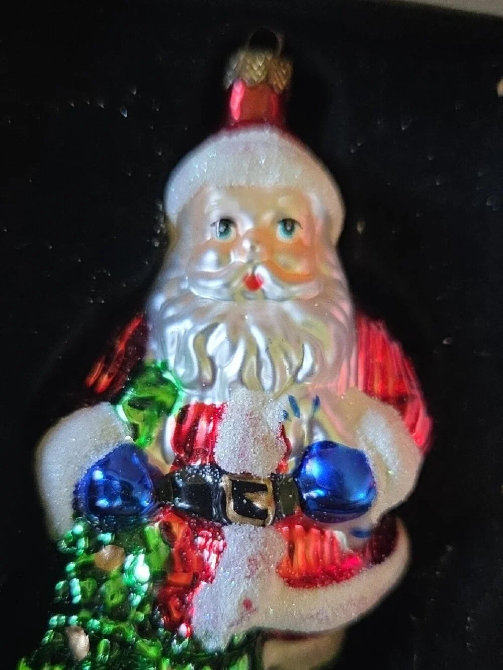 Target Santa Glass Ornament - Red, White, Green with Blue & Purple Accents
